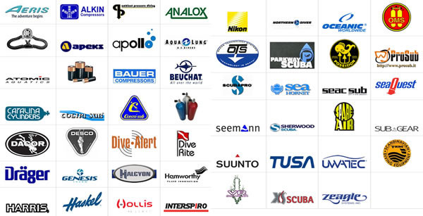 popular scuba regulator spare parts manufacturer logos