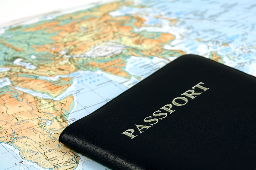 World map with passport - travel to some countries may need a visa