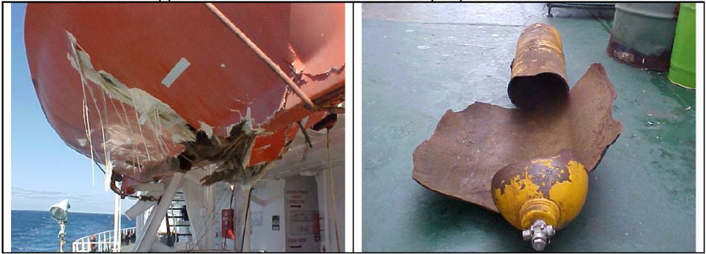 big steel J-bottle goes bang - this can not only kill people but create a maritime incident. thankfully nobody killed. Click to open incident report 150kb pdf
